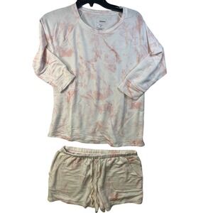 Sonoma Intimates Pajama Set‎ Lounge Sleepwear Tie Dye Pink White Size S J2